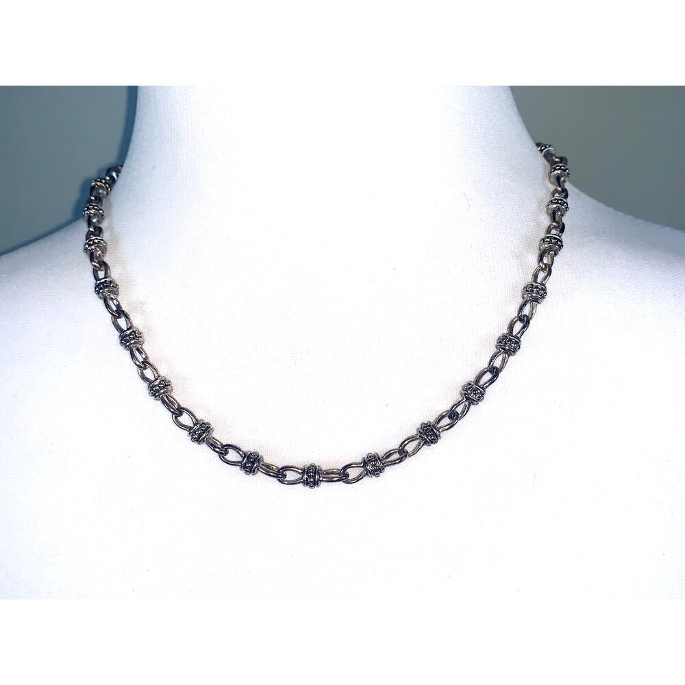 Vintage Premier Designs Silver Tone Bali Style Cable Chain Link Necklace EUC